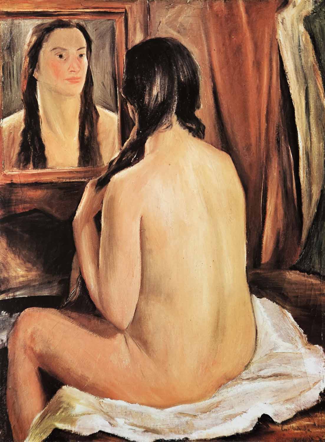 Modella che si fa la treccia