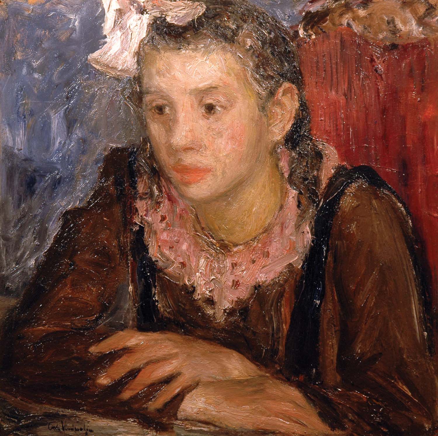 Fanciulla con nastro rosa